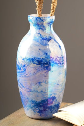Blue & White Marble Finish Futura Vase