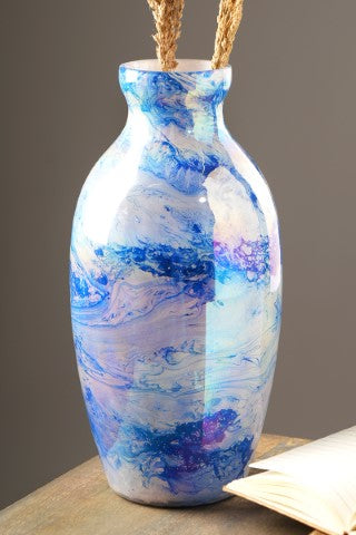 Blue & White Marble Finish Futura Vase