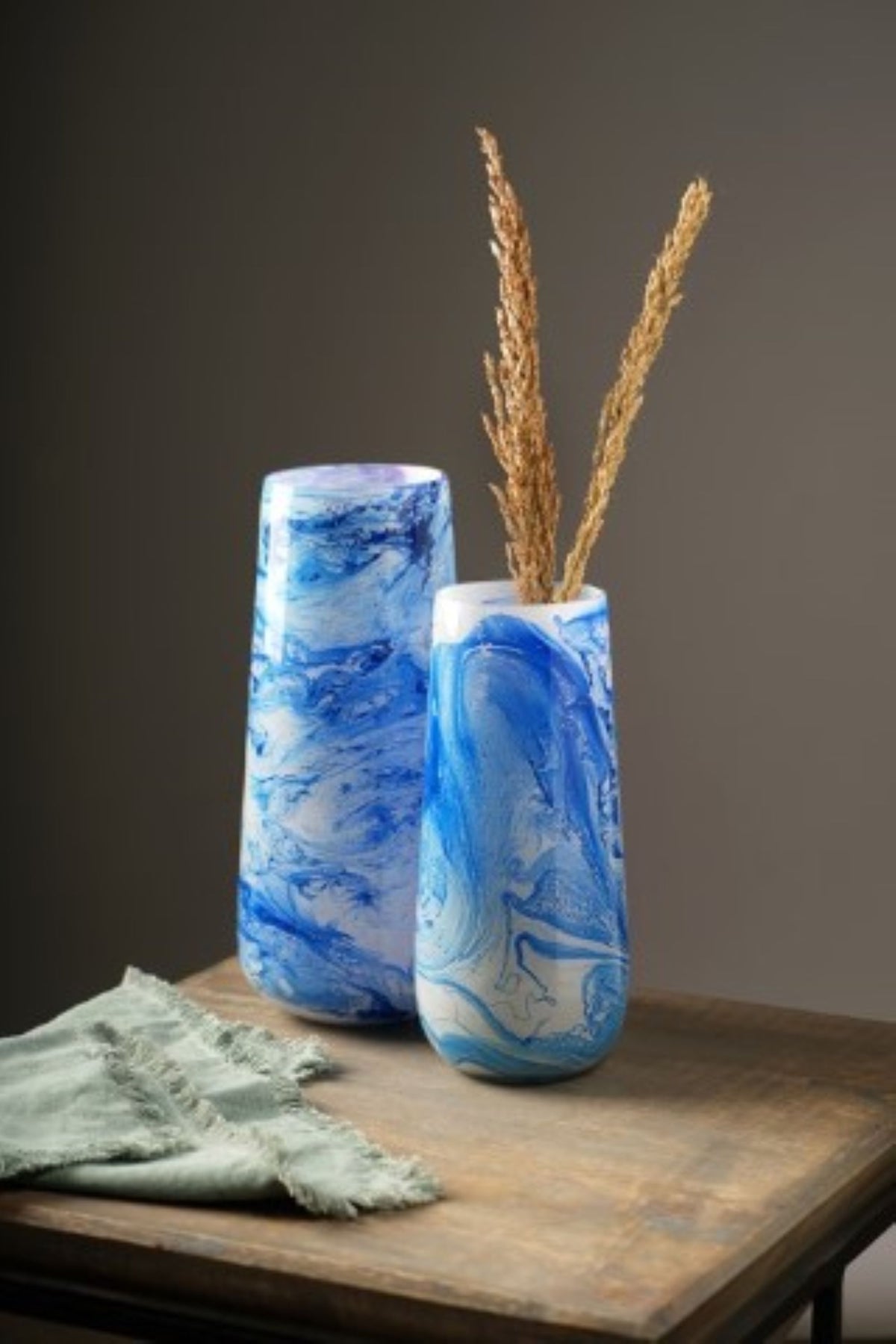 Blue & White Marble Finish Long Vase
